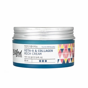 Vita A & Collagen Rich Cream 80ml/2.7 Oz, Fish/Marine Collagen, Face Cream, Anti Aging, Facial Moisturizer, Wrinkes, Fine Lines, Retinyl Palmitate, Korean Skincare