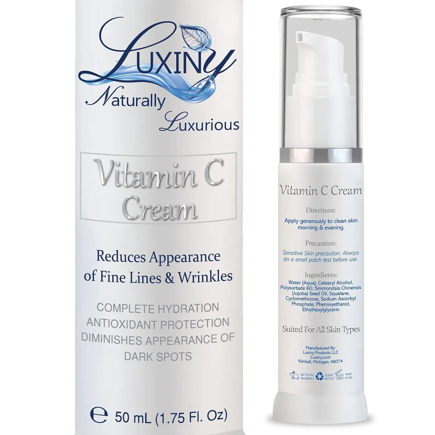 Vitamin C Moisturizer for Face & Neck, Wrinkle Defense Face Cream for Women Age Fighting Lotion, Jojoba Oil, Day/Night Cream Moisturizer, Reducing Hyperpigmentation plus Antioxidant Protection