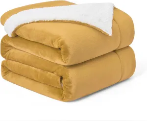 Walensee Sherpa Fleece Blanket (Throw Size 50”x60” Honey Gold) Plush Throw Fuzzy Super Soft Reversible Microfiber Flannel Blankets for Couch, Bed, Sofa Ultra Luxurious Warm and Cozy for All Seasons