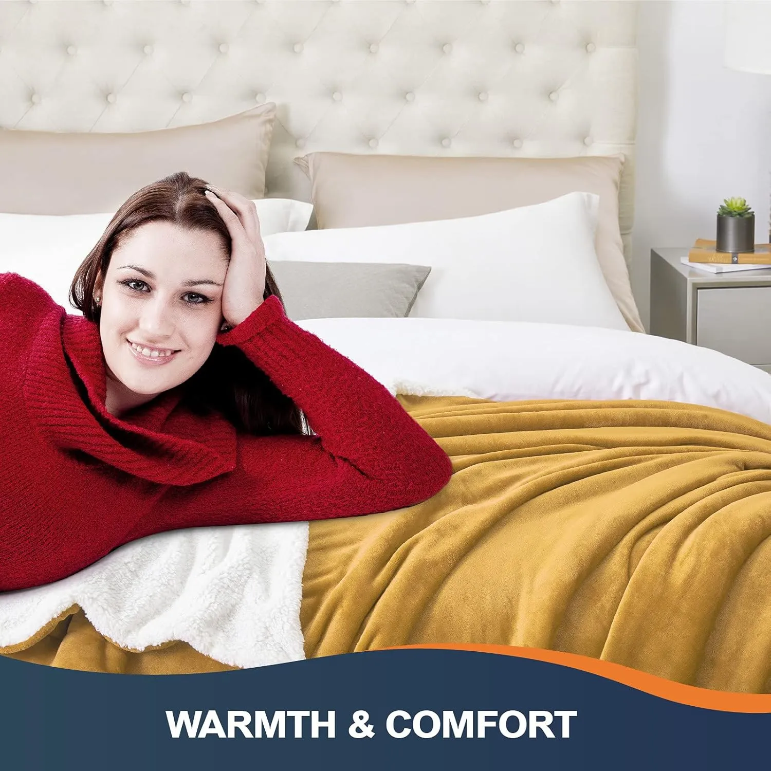 Walensee Sherpa Fleece Blanket (Throw Size 50”x60” Honey Gold) Plush Throw Fuzzy Super Soft Reversible Microfiber Flannel Blankets for Couch, Bed, Sofa Ultra Luxurious Warm and Cozy for All Seasons