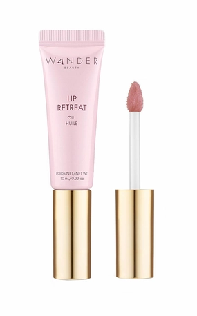 Wander Beauty Lip Retreat Oil - Skinny Dip (Nude) - 4 in 1 Tinted Lip Oil   Moisturizing Lip Gloss With Avocado, Vitamin E & Rosehip - Luxurious Lip Care for Dry Lips That Softens & Hydrates