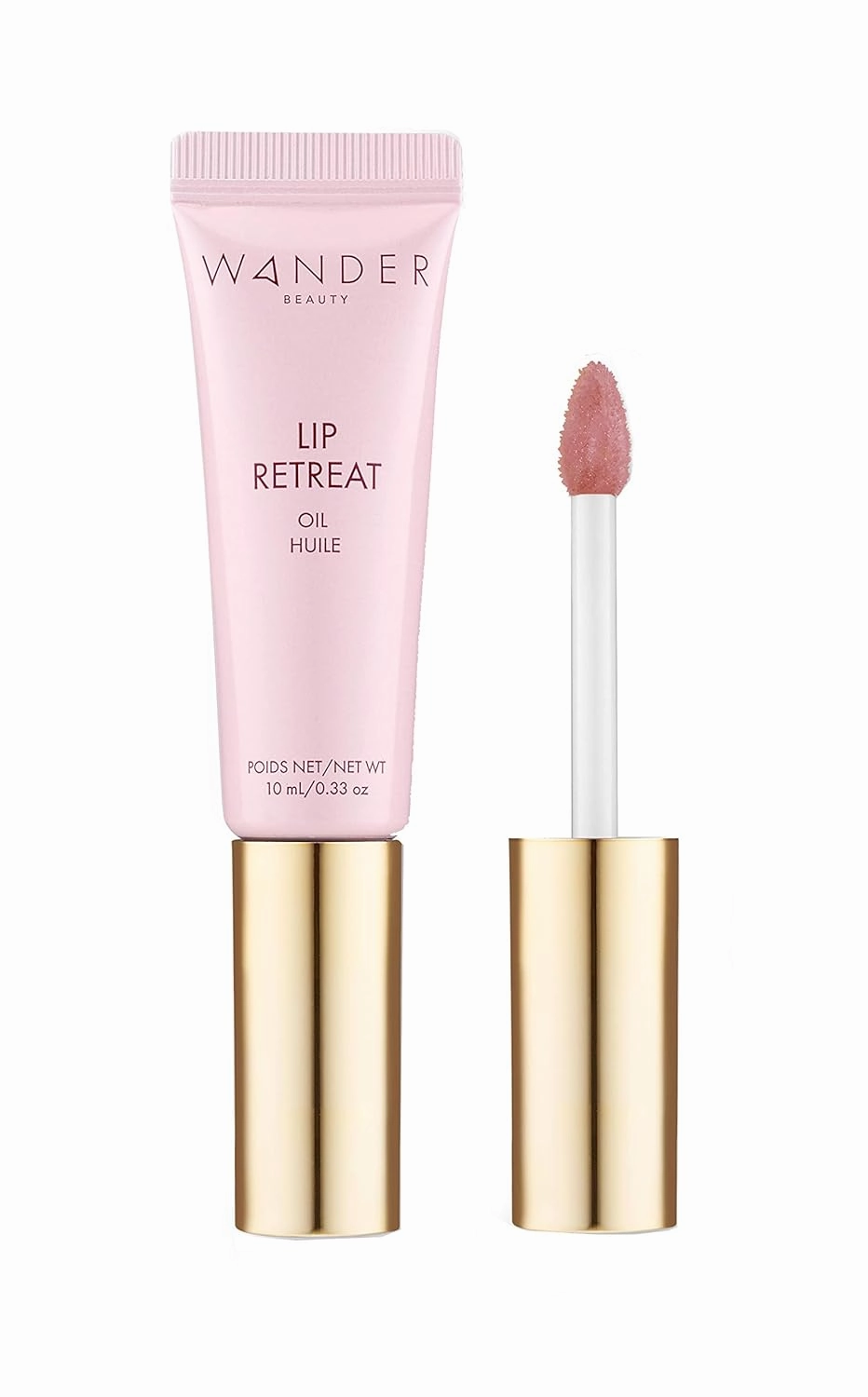 Wander Beauty Lip Retreat Oil - Skinny Dip (Nude) - 4 in 1 Tinted Lip Oil   Moisturizing Lip Gloss With Avocado, Vitamin E & Rosehip - Luxurious Lip Care for Dry Lips That Softens & Hydrates