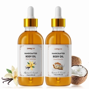 Warm Vanilla Bean Body Oil，Coconut Cream Pie Body Oil, Vanilla Body Oil Handcrafted Scented Body Oil， Coconut Oil Deep Moisturizing for All Skin Types After Shower