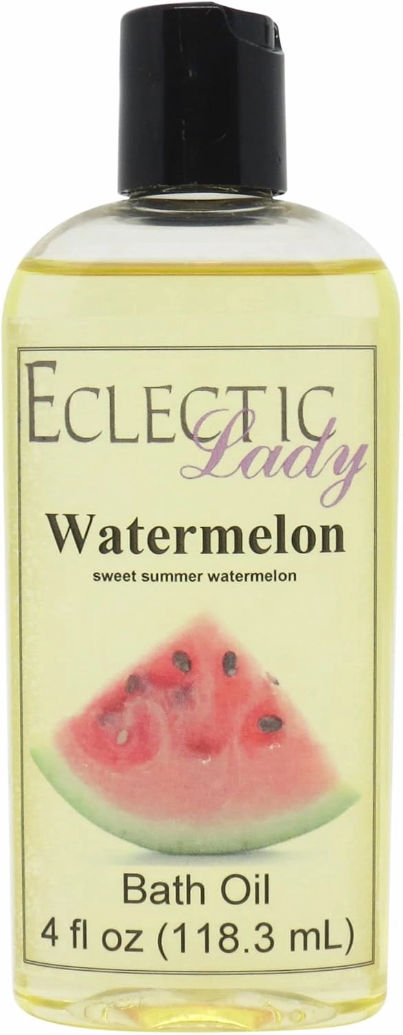 Watermelon Bath Oil by Eclectic Lady - Scented Bath Oil - Relaxing & Moisturizing Bathing Oil - Fragrance Body Oil For Dry & Rough Sensitive Skin - Body Daily Nourishing Shower Oil (4 oz)