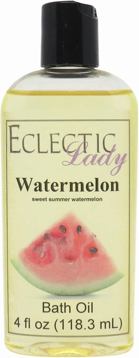 Watermelon Bath Oil by Eclectic Lady - Scented Bath Oil - Relaxing & Moisturizing Bathing Oil - Fragrance Body Oil For Dry & Rough Sensitive Skin - Body Daily Nourishing Shower Oil (4 oz)