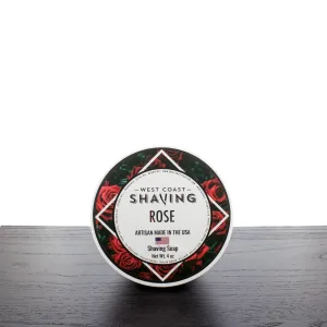 West Coast Shaving Rose Scented Shaving Soap, Tallow Based, Skin Nourishing Butters and Oils, 4 oz.
