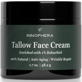 Whipped Beef Tallow Face Anti-Aging Cream ‒ With 1% Bakuchiol ‒ 100% Natural Wrinkle Repair & Moisturizing Face Cream for Sensitive Skin ‒ Unscented ‒ 1.7 oz.