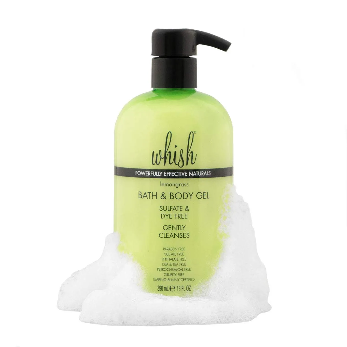 Whish Beauty Bath & Body Gel - Moisturizing Body Wash - Gentle On Sensitive Skin - Shower Gel infused with Shea Butter & Aloe - Sulfate & Paraben Free - Lemongras - 13 fl oz