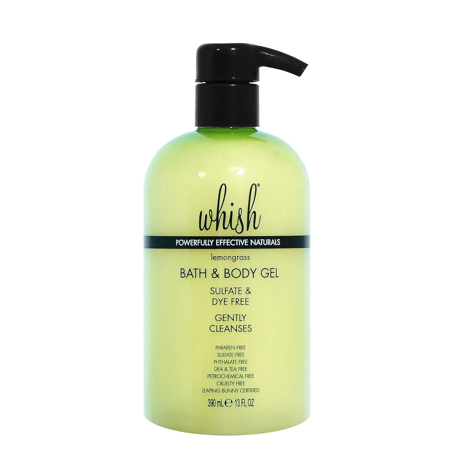 Whish Beauty Bath & Body Gel - Moisturizing Body Wash - Gentle On Sensitive Skin - Shower Gel infused with Shea Butter & Aloe - Sulfate & Paraben Free - Lemongras - 13 fl oz