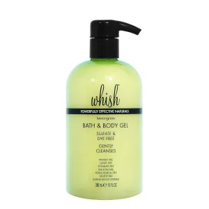 Whish Beauty Bath & Body Gel - Moisturizing Body Wash - Gentle On Sensitive Skin - Shower Gel infused with Shea Butter & Aloe - Sulfate & Paraben Free - Lemongras - 13 fl oz