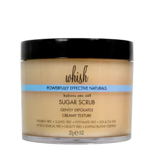 Whish Beauty Kabosu Sea Salt Exfoliating Sugar Scrub - Body Scrub for Women - Brown Sugar Exfoliator with Raspberry, Aloe, & Shea Butter - Gentle on All Skin Types - Paraben & Sulfate Free - 8 oz