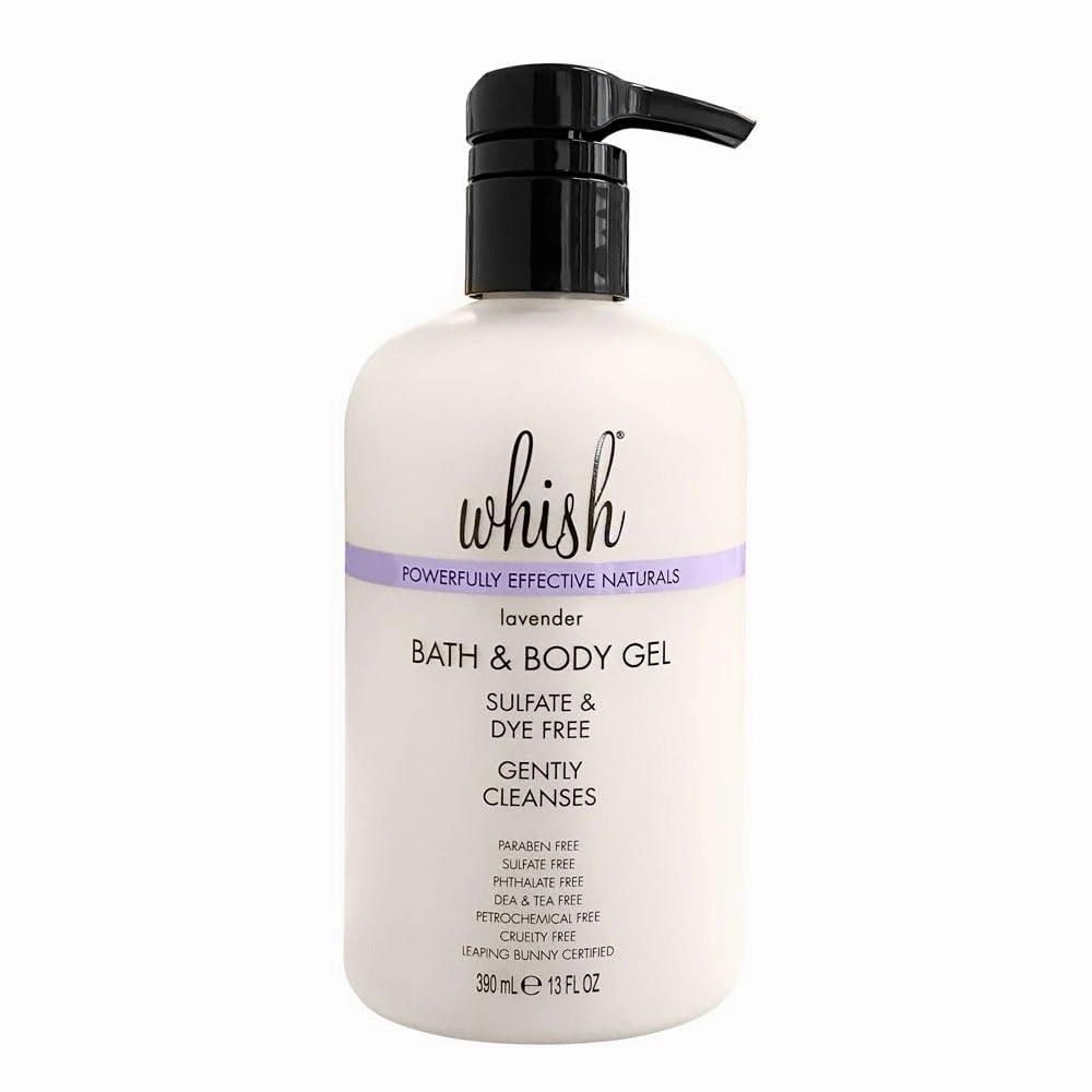 Whish Beauty Bath & Body Gel - Moisturizing Body Wash - Gentle On Sensitive Skin - Shower Gel infused with Shea Butter & Aloe - Sulfate & Paraben Free - Lavender - 13 fl oz