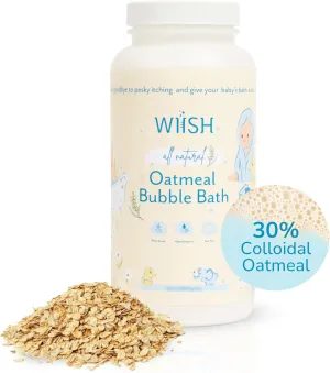 WIISH Baby Oatmeal Bubble Bath - Baby Bubble Bath for Sensitive Skin with 30% Colloidal Oatmeal | Aloe vera powder   Lavender powder Healing Ingredient, soothing Itchiness, Rashes, Dryness 16 oz(260g)