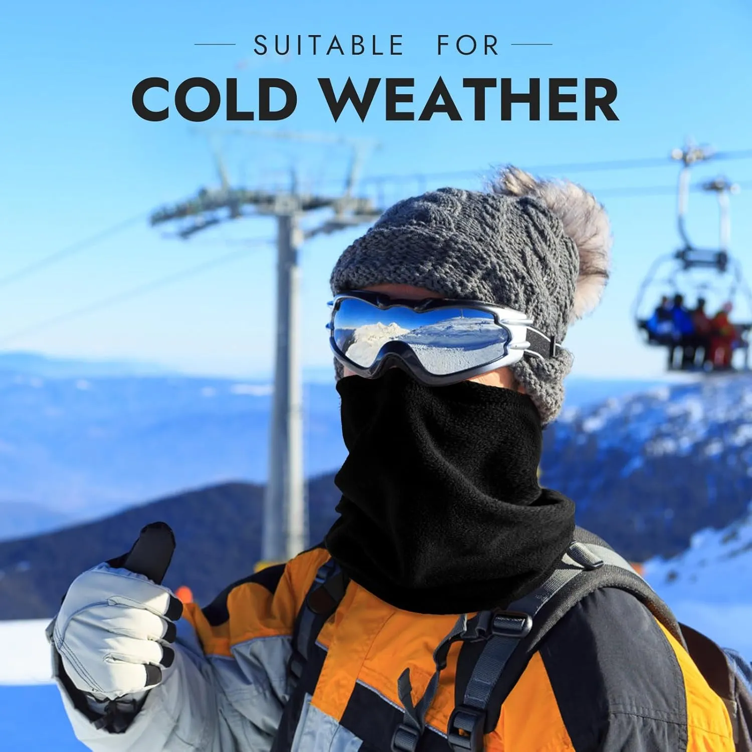 Winter Neck Warmer Ski Face Mask: Neck Gaiter Mask Face Cover Balaclava Scarf