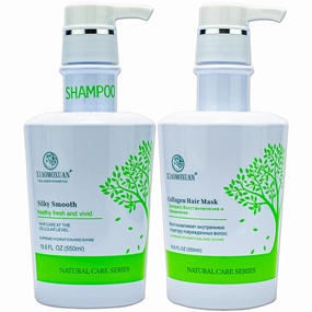 Xiaomoxuan Organic Collagen Tea Tree Deep Conditioning Hair Mask and Natural Cleansing Shampoo Build-Up Remover Set for Moisturizing and Split End Repair Treatment