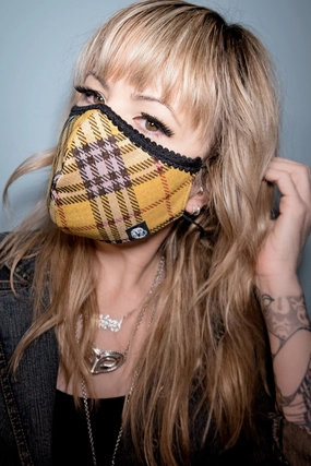Yellow Plaid Fabric Mask