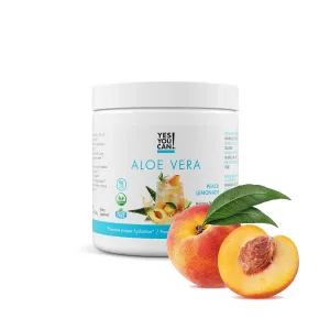 Yes You Can! Organic Aloe Vera Powder Drink Mix - Hydration Booster Infused with Pure Aloe Juice - Delicious Flavors - Made in USA - Antioxidant Rich - Peach Lemonade Flavor - 40 Servings Per Canister