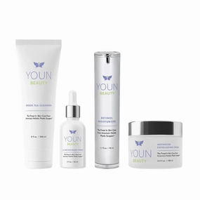 YOUN Beauty 2 Minutes 5 Years Younger Skin Care System by Dr. Anthony Youn – Anti-Aging Skincare Set: Vitamin C Serum, Retinol Moisturizer, Green Tea Facial Cleanser & Wash-Off Exfoliating Cream