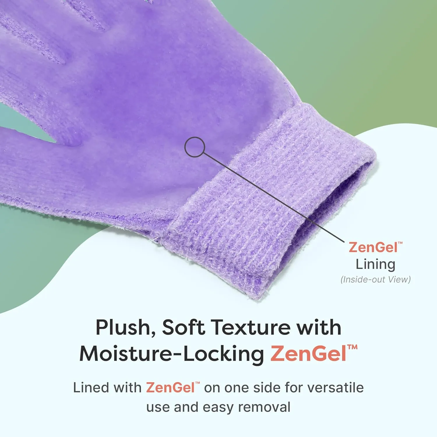 ZenToes Moisturizing Gloves for Dry Hands and Eczema, Gel Infused with Jojoba Seed Oil, Olive Oil and Vitamin E, Overnight Hand Moisturizer (OSFM, Fuzzy Lilac with Media Tips)