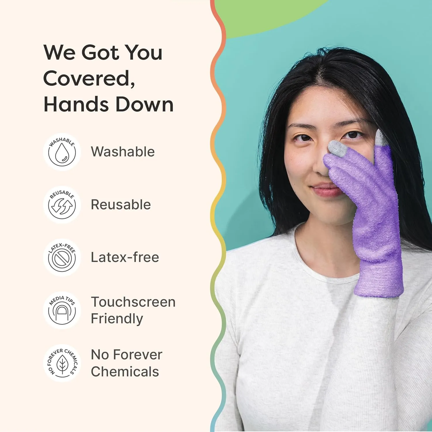ZenToes Moisturizing Gloves for Dry Hands and Eczema, Gel Infused with Jojoba Seed Oil, Olive Oil and Vitamin E, Overnight Hand Moisturizer (OSFM, Fuzzy Lilac with Media Tips)