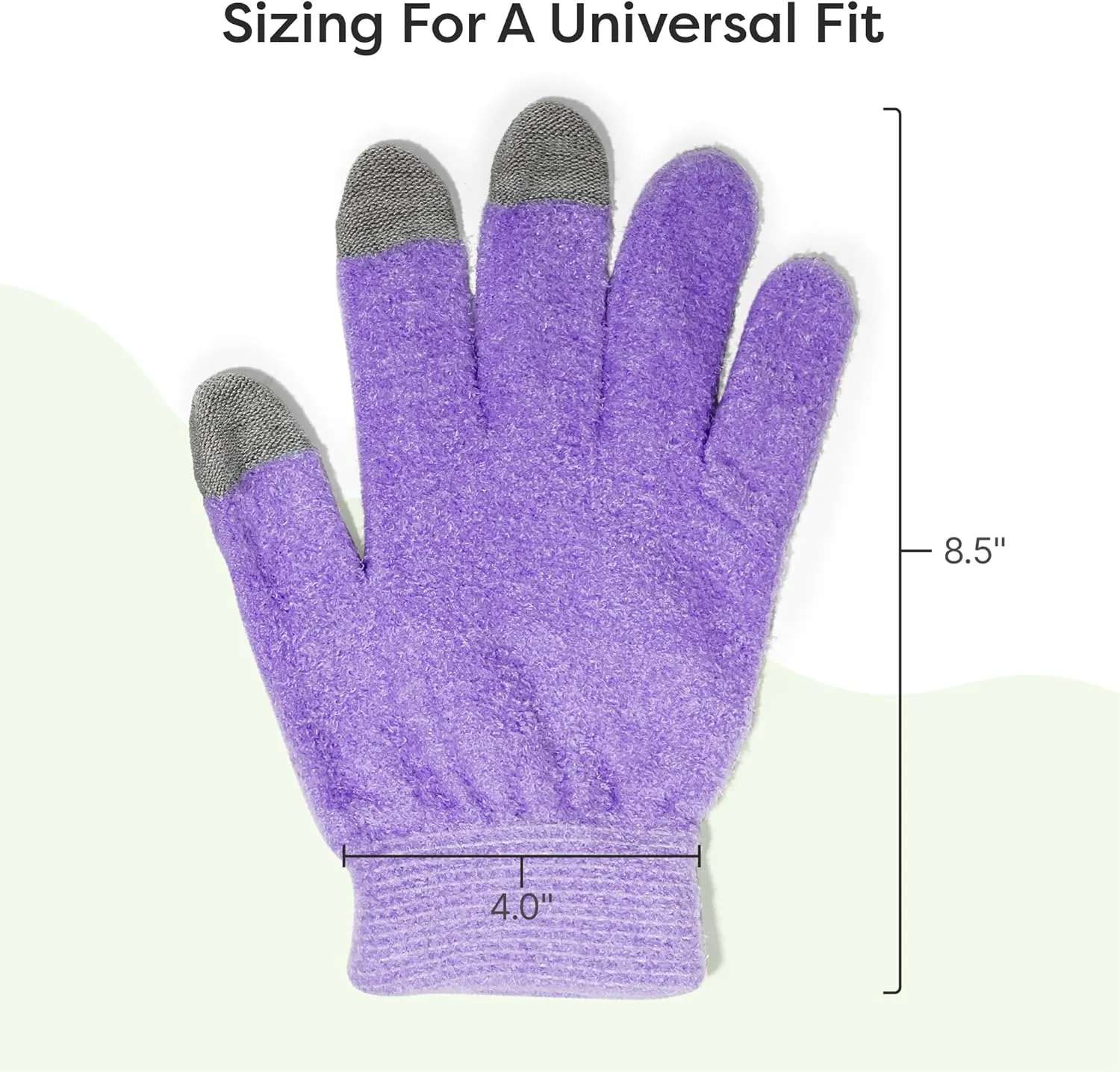 ZenToes Moisturizing Gloves for Dry Hands and Eczema, Gel Infused with Jojoba Seed Oil, Olive Oil and Vitamin E, Overnight Hand Moisturizer (OSFM, Fuzzy Lilac with Media Tips)