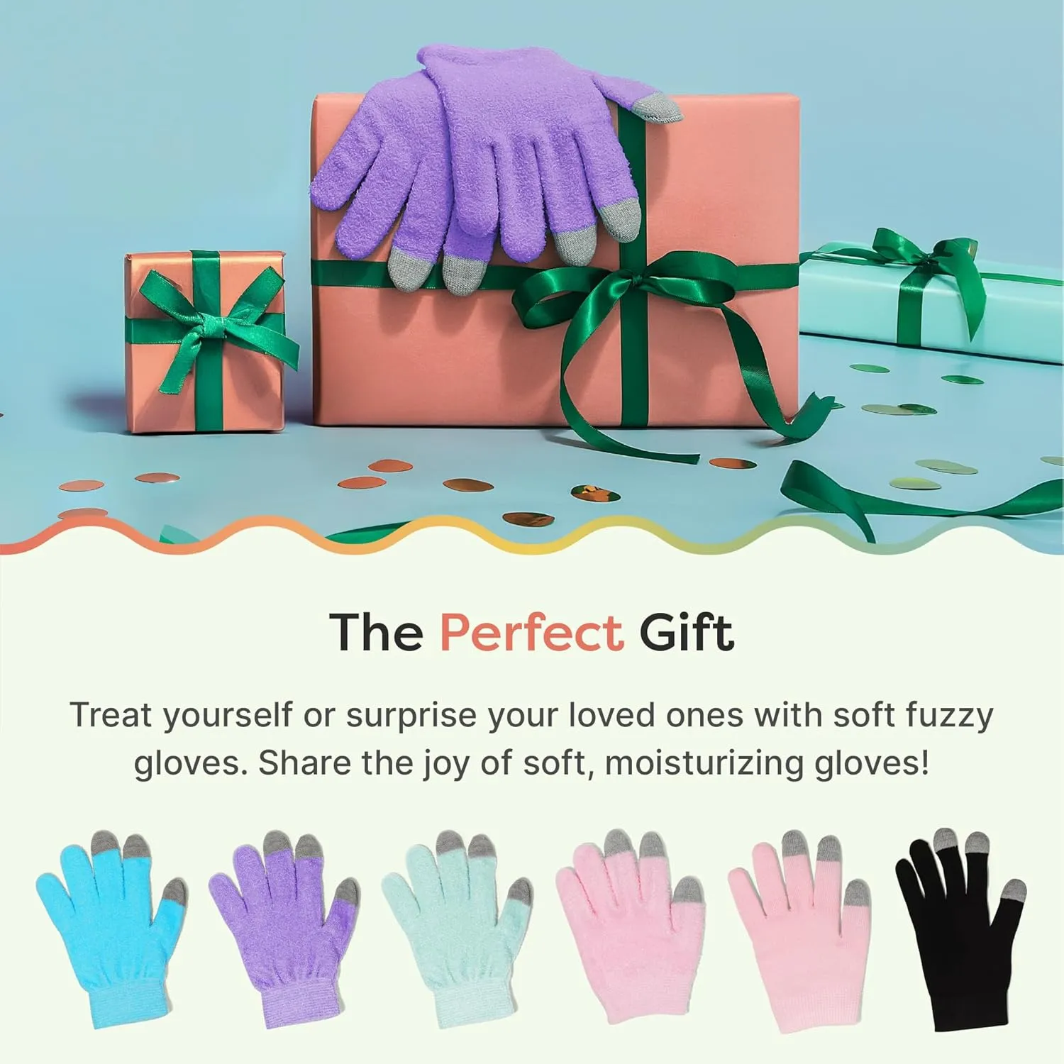 ZenToes Moisturizing Gloves for Dry Hands and Eczema, Gel Infused with Jojoba Seed Oil, Olive Oil and Vitamin E, Overnight Hand Moisturizer (OSFM, Fuzzy Lilac with Media Tips)