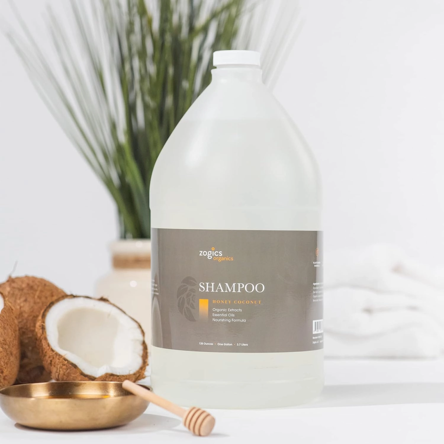 Zogics Organics Shampoo – Organic Shampoo for Women and Men, Hydrating Hair Shampoo with Natural Ingredients like Aloe Vera, Avocado, and Calendula Oil (Honey Coconut Scent, 1 Gallon)