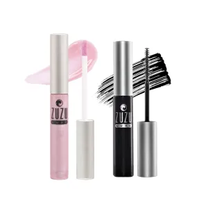 Zuzu Luxe Sheer Lip Gloss GIFTSET, Natural Lip Gloss, Paraben Free, Vegan, Gluten-free, Cruelty-free, Non GMO, 0.17 oz (Divinity Gloss/Onyx Mascara)